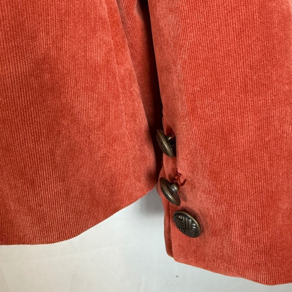 Dressbarn Women XL Corduroy Blazer Jacket Orange Single Button Pockets - Picture 5 of 15